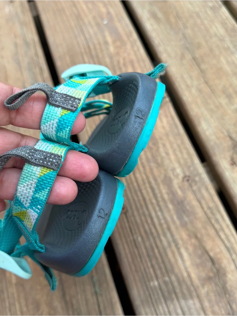 Chaco Z/1 Ecotread Kids Youth Size 12 Sport Hiking Water Sandals Blue Green